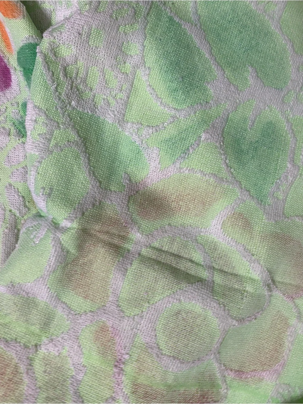 3 VINTAGE 70s/80s Pastel Rose Bath Towel Florescent Green Checkered Floral 47x24